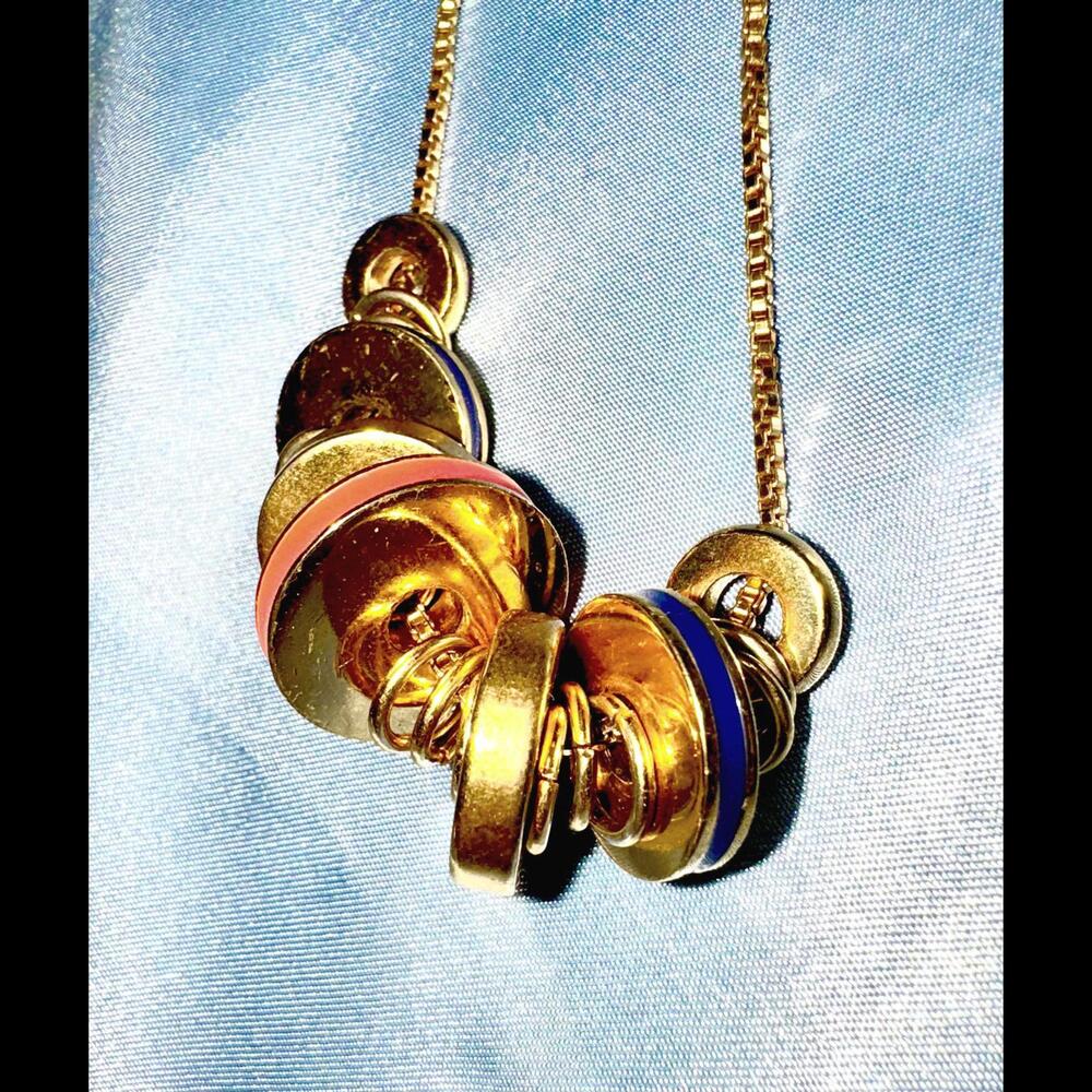 Trina Turk Gold Tone Box Chain Multi-Colored Enamleled and Gold Tone Charms